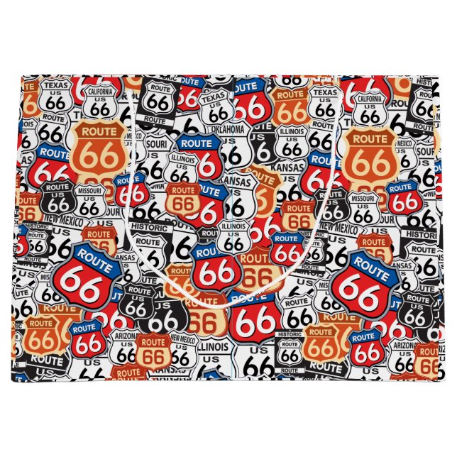 Route 66 Road Signs Large Gift Bag (Front)