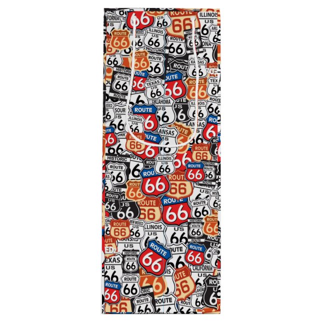 Route 66 Road Signs Wine Gift Bag (Front)