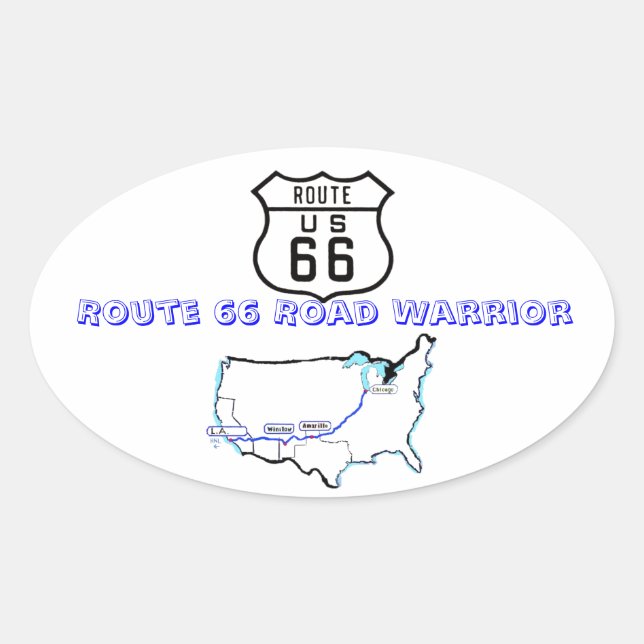 Route 66 Road Warrier Oval Sticker (Front)
