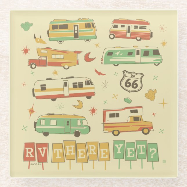 Route 66 RV There Yet Glass Coaster (Front)