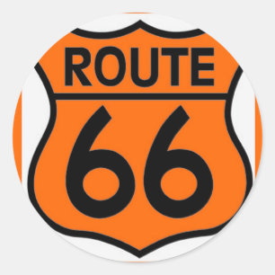 route 66 safety orange Customise this! Classic Round Sticker