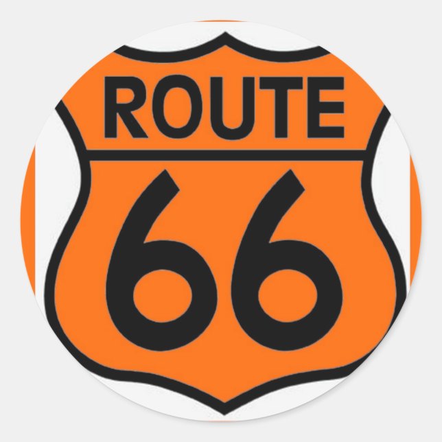 route 66 safety orange Customise this! Classic Round Sticker (Front)