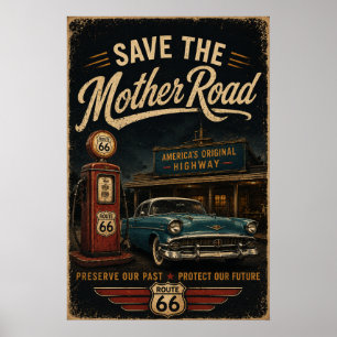 route 66 Save Mother Road Americana Wall Art