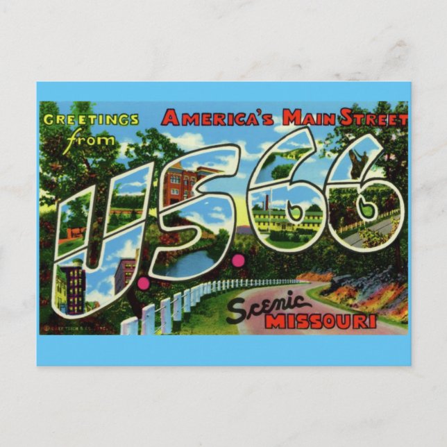 Route 66 Scenic Missouri Greetings Postcard  (Front)