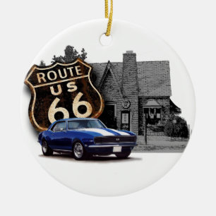 Route 66 Service Scene Ceramic Tree Decoration