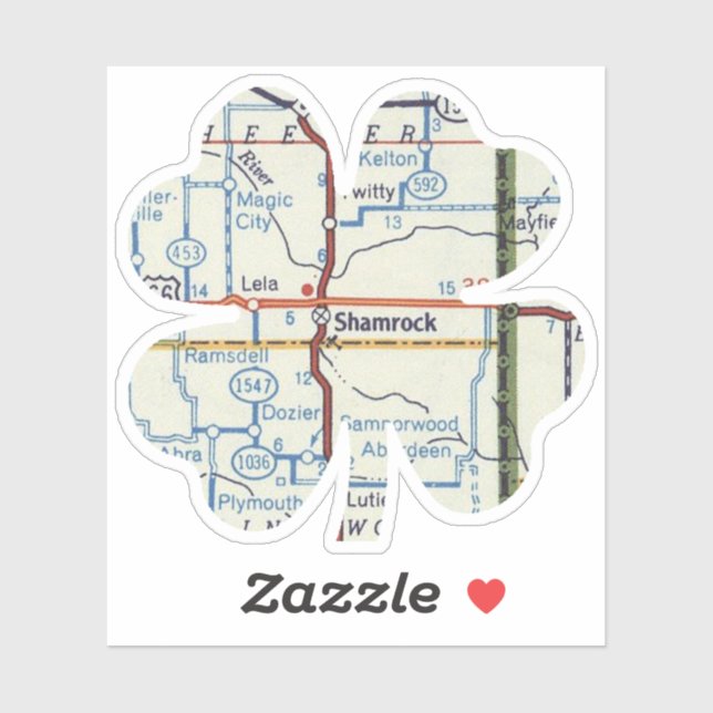 Route 66 Shamrock Texas Map (Sheet)
