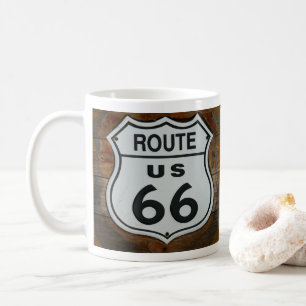 Route 66 Shield, on Building Wood Siding Mug