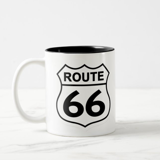 route 66 shield Two-Tone coffee mug (Left)