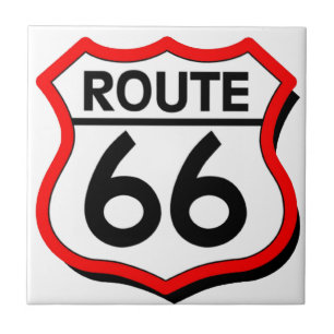 Route 66 Shield with red & Shadow Tile