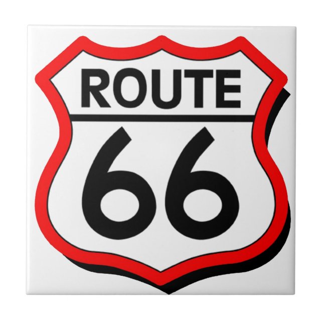 Route 66 Shield with red & Shadow Tile (Front)