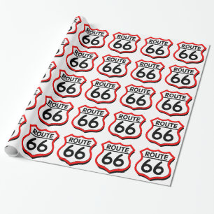 Route 66 Shield with red & Shadow Wrapping Paper