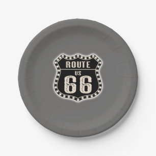 Route 66 Sign Americana Paper Plate