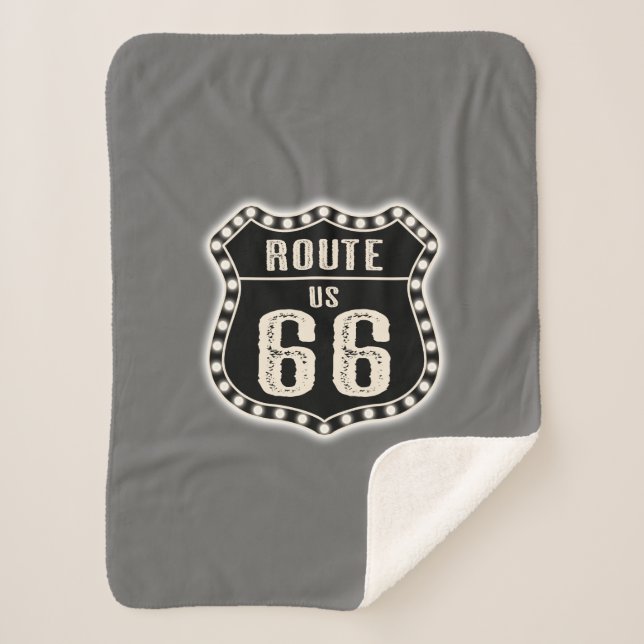 Route 66 Sign Americana Sherpa Blanket (Front)