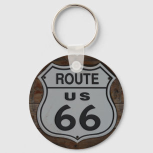 Route 66 sign rustic retro key ring