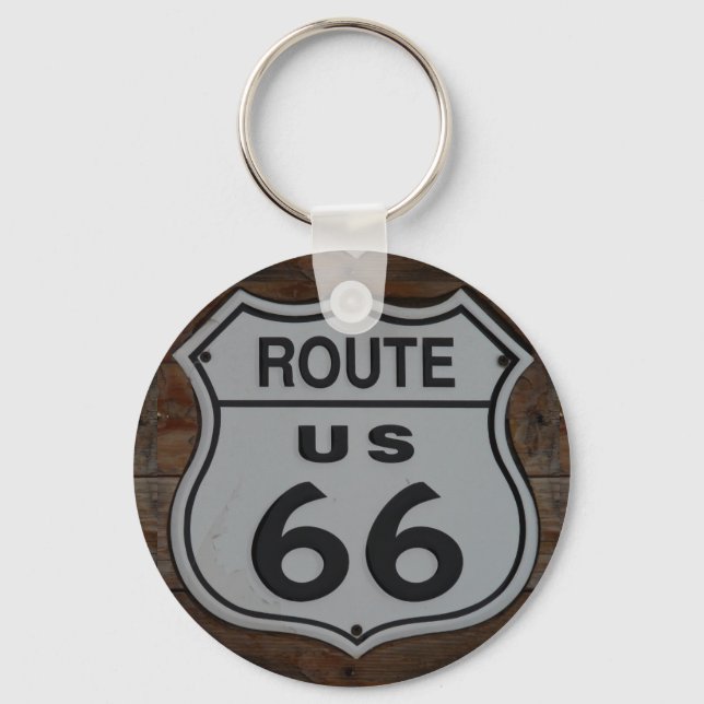 Route 66 sign rustic retro key ring (Front)