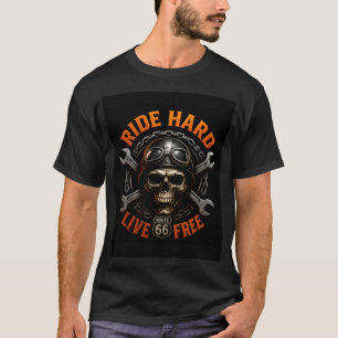☠️ Route 66 Skull Graphic For Hardcore Bikers 🛣️ T-Shirt