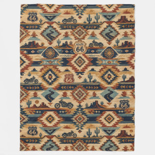 Route 66 Southwest Motorcycle Tapestry Fleece Blanket