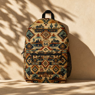 Route 66 Southwest Motorcycle Tapestry Printed Backpack
