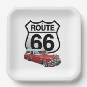 Route 66 square paper plate