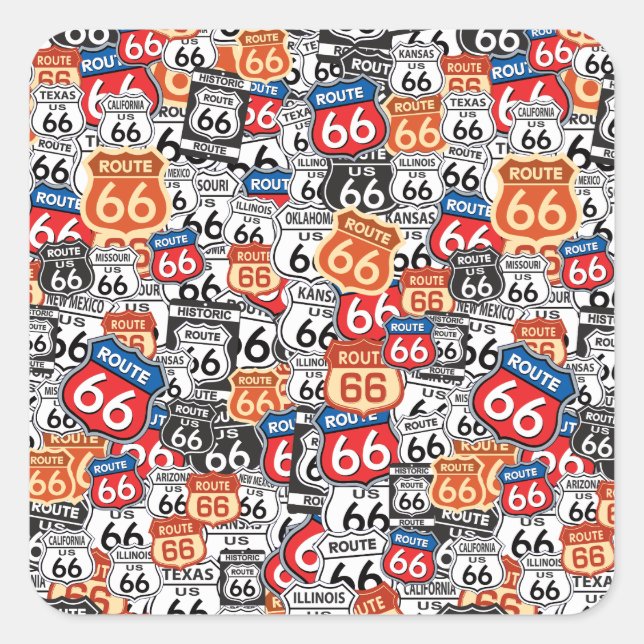 Route 66 square sticker (Front)