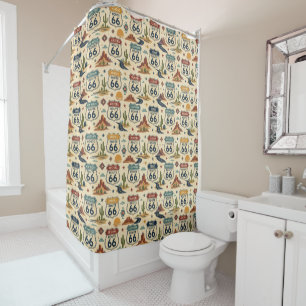 route 66 State Shield Southwest Bathroom Style Shower Curtain