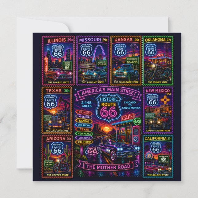 Route 66 States Correspondence Stationery (Front)