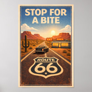 Route 66 Stop For A Bite Litho Poster