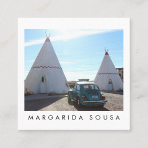 Route 66 TeePee Vintage Retro Photo Travel Tourism Square Business Card