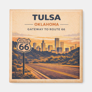 Route 66 Tulsa Oklahoma Heritage City Skyline Magnet