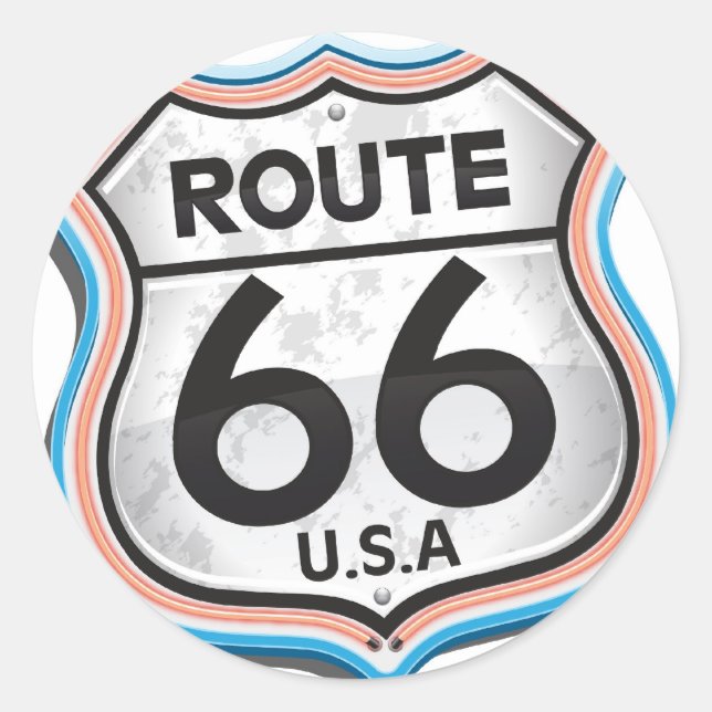 Route 66 USA Classic Round Sticker (Front)