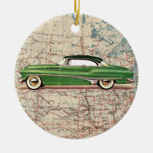 Route 66 Vintage Auto - SRF Ceramic Tree Decoration