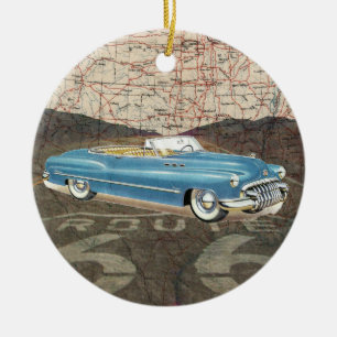 Route 66 Vintage Auto - SRF Ceramic Tree Decoration