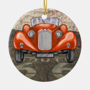 Route 66 Vintage Auto - SRF Ceramic Tree Decoration