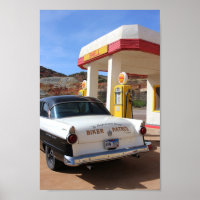 Route 66 Vintage Car Gas Station Photo