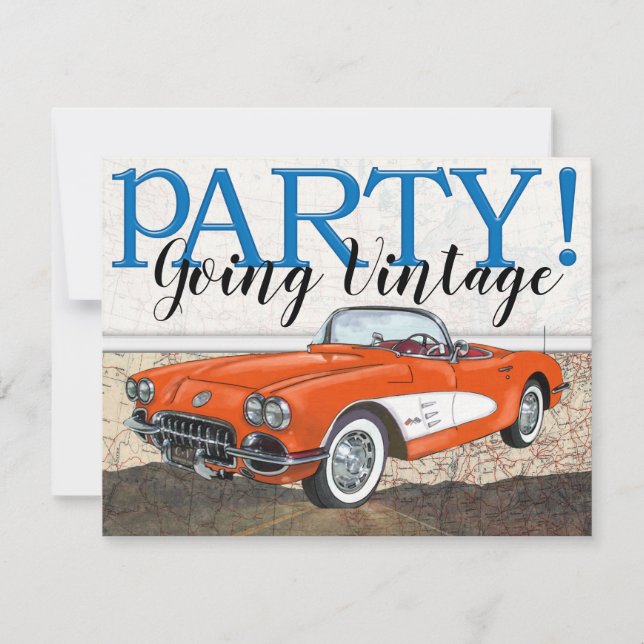 Route 66 - Vintage Cars- Invitation (Front)