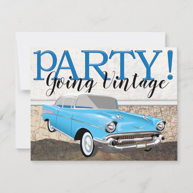 Route 66 - Vintage Cars- Invitation (Front)