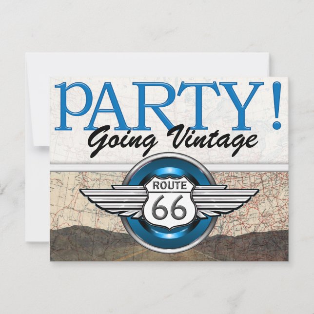 Route 66 - Vintage Cars- Invitation (Front)