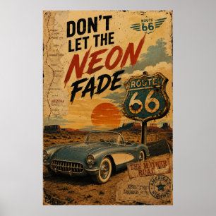 route 66 Vintage Classic Car Americana Art Poster