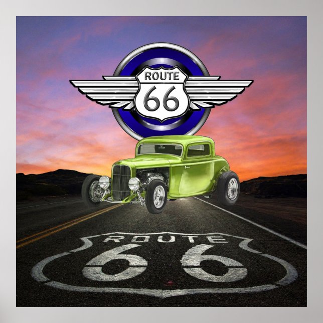 Route 66 - Vintage - Classic Car - SRF Poster (Front)
