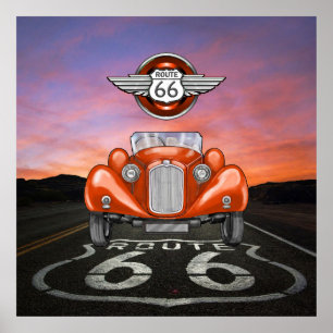 Route 66 - Vintage - Classic Car - SRF Poster