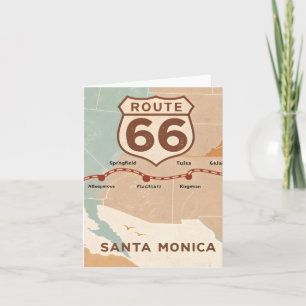 Route 66 Vintage Map with Historic Cities Holiday Card