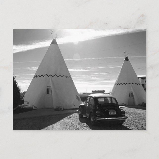 Route 66 Vintage Motel Black and White Postcard (Front)