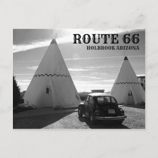 Route 66 Vintage Motel Black and White Postcard