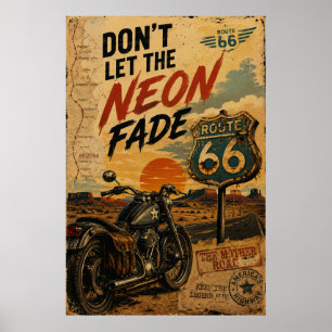 route 66 Vintage Motorcycle Americana Wall Art