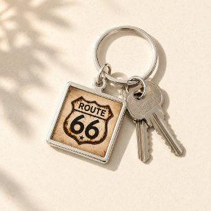 Route 66 Vintage Shield Americana Souvenir Key Ring