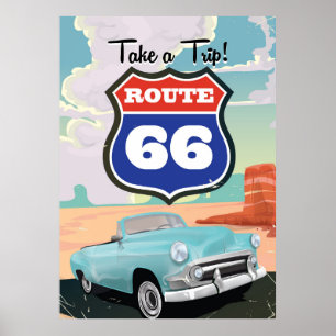 Route 66 vintage travel poster