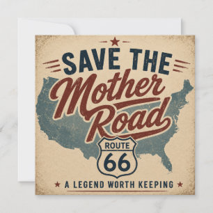 Route 66 Vintage USA Map Mother Road Americana Card