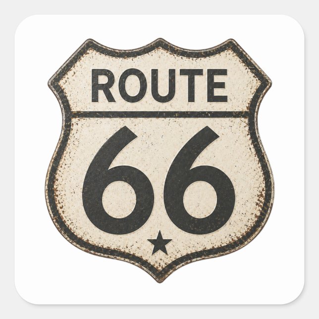 Route 66 Weathered Retro Shield Sticker (Front)