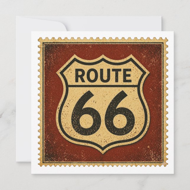 route 66 Weathered Shield Retro Greeting Art (Front)