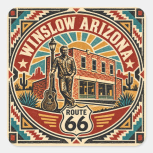 Route 66 Winslow Arizona Retro Southwest Americana Square Sticker